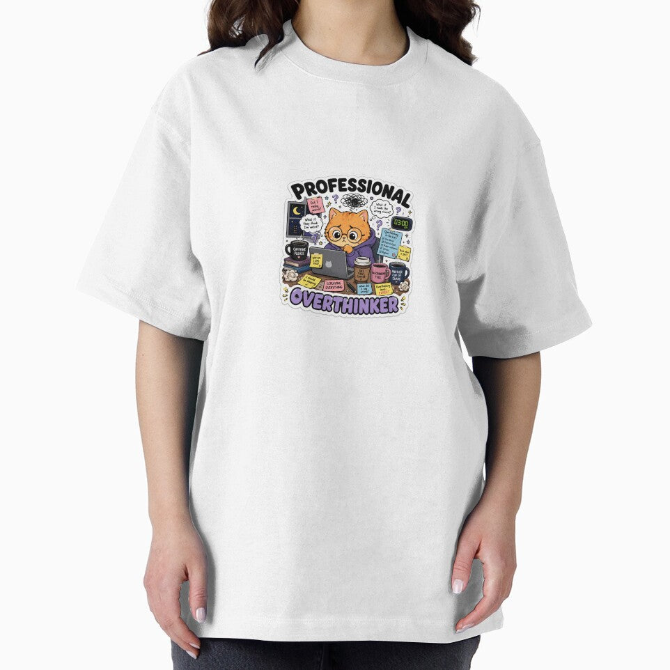Professional Overthinker Funny Cat Sticker by Dropza