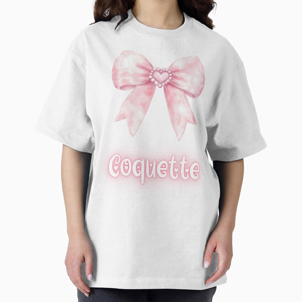 Cute Pink Coquette Bow With Heart and Pearls by ChibiNekoSpace