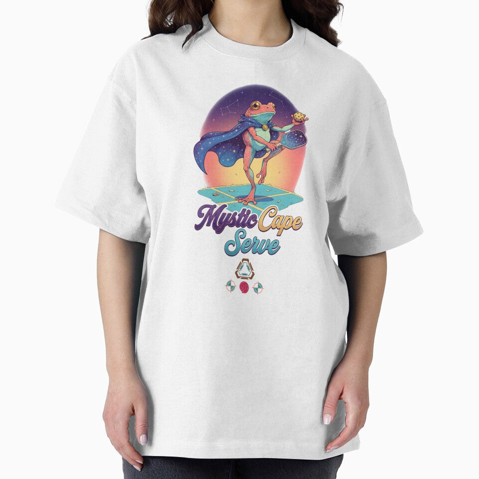 Mystic Cape Serve - Comic-Style Superhero Frog Pickleball Player by Whimsy Trail Co