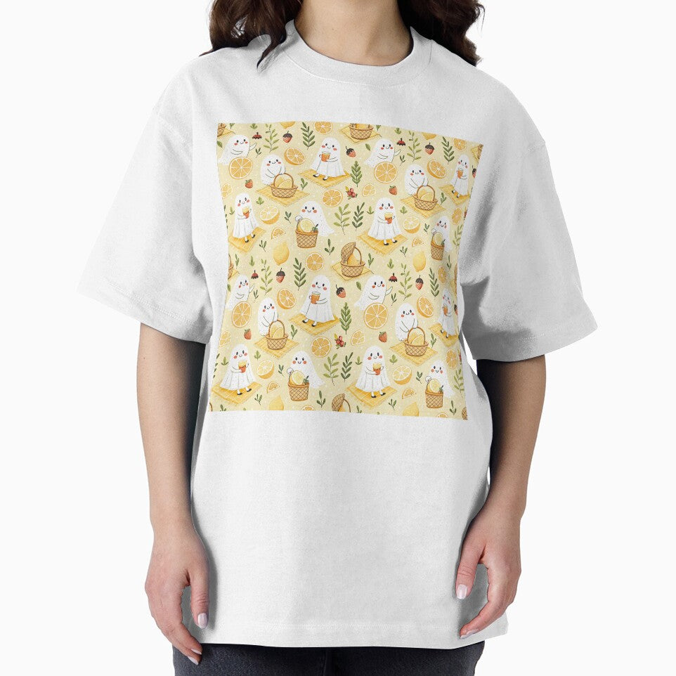 Cute Lemon Ghost Picnic Pattern by Storybook Botanica