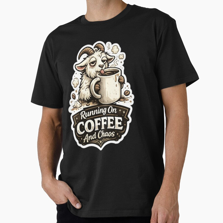 Running on Coffee and Chaos Goat Sticker by GRYFFWEAR