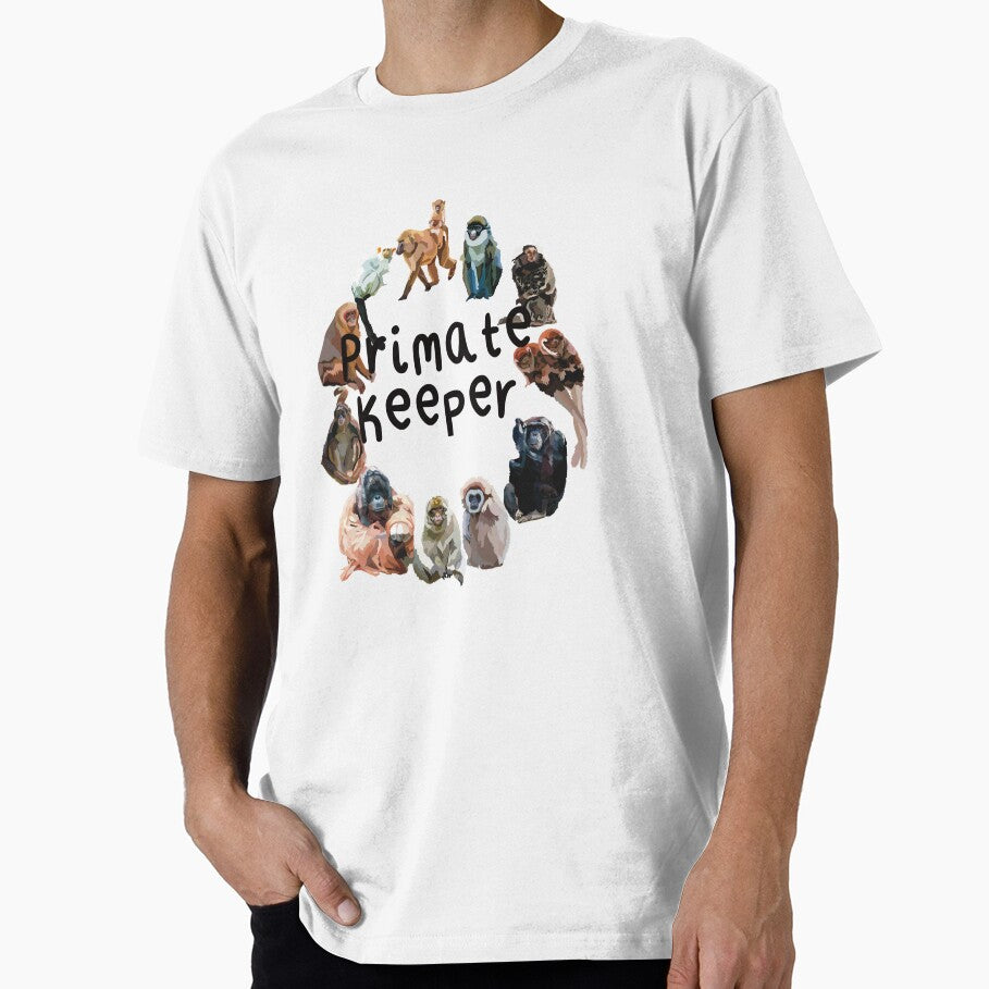 P is for Primate Keeper,.Primate Keeper Design – Dedicated Care and Conservation of Monkeys and Apes Artwork by PrettylittlepastelUk