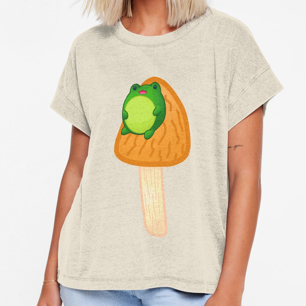 Frog On Orange Mushroom by Cutsiecottage