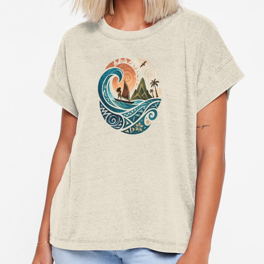 Moana Inspired Abstract Ocean Adventure Art | Polynesian Island Wave Graphic | Tropical Voyage Illustration by Dimu Co.