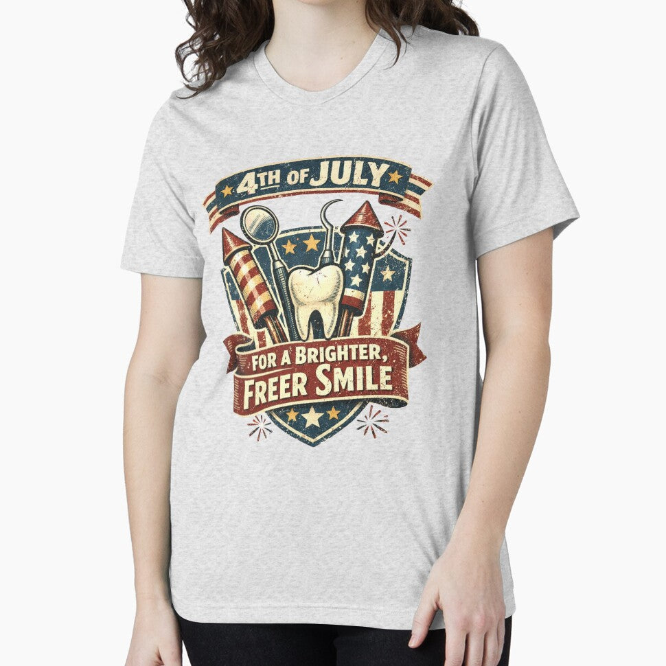 4th of July Dentist Shirt For a Brighter Freer Smile Funny Dental Hygienist Gift by Print Loft
