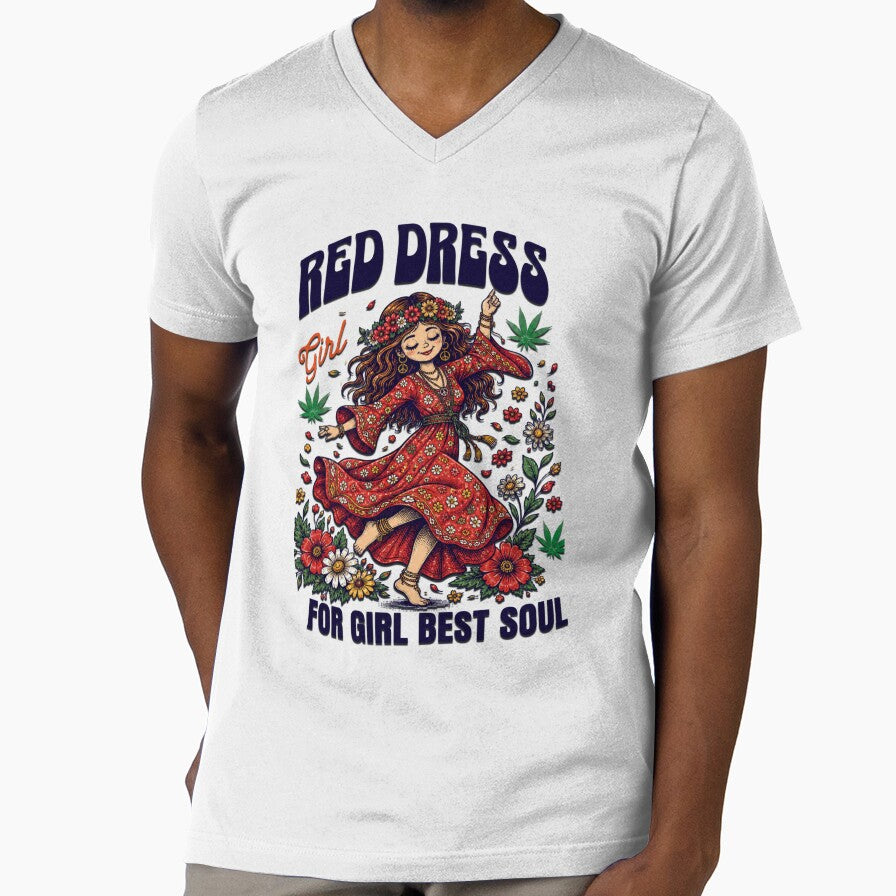 Red Dress Beautiful Girl T-shirt by HomeyDay