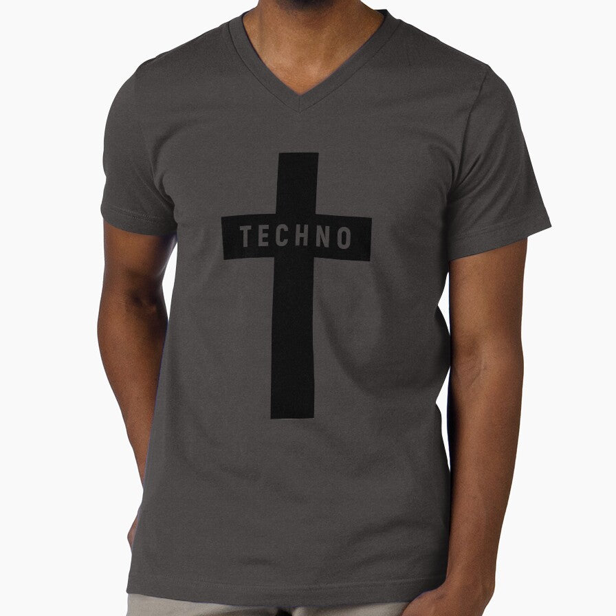 Techno religion cross black by shinobishirt
