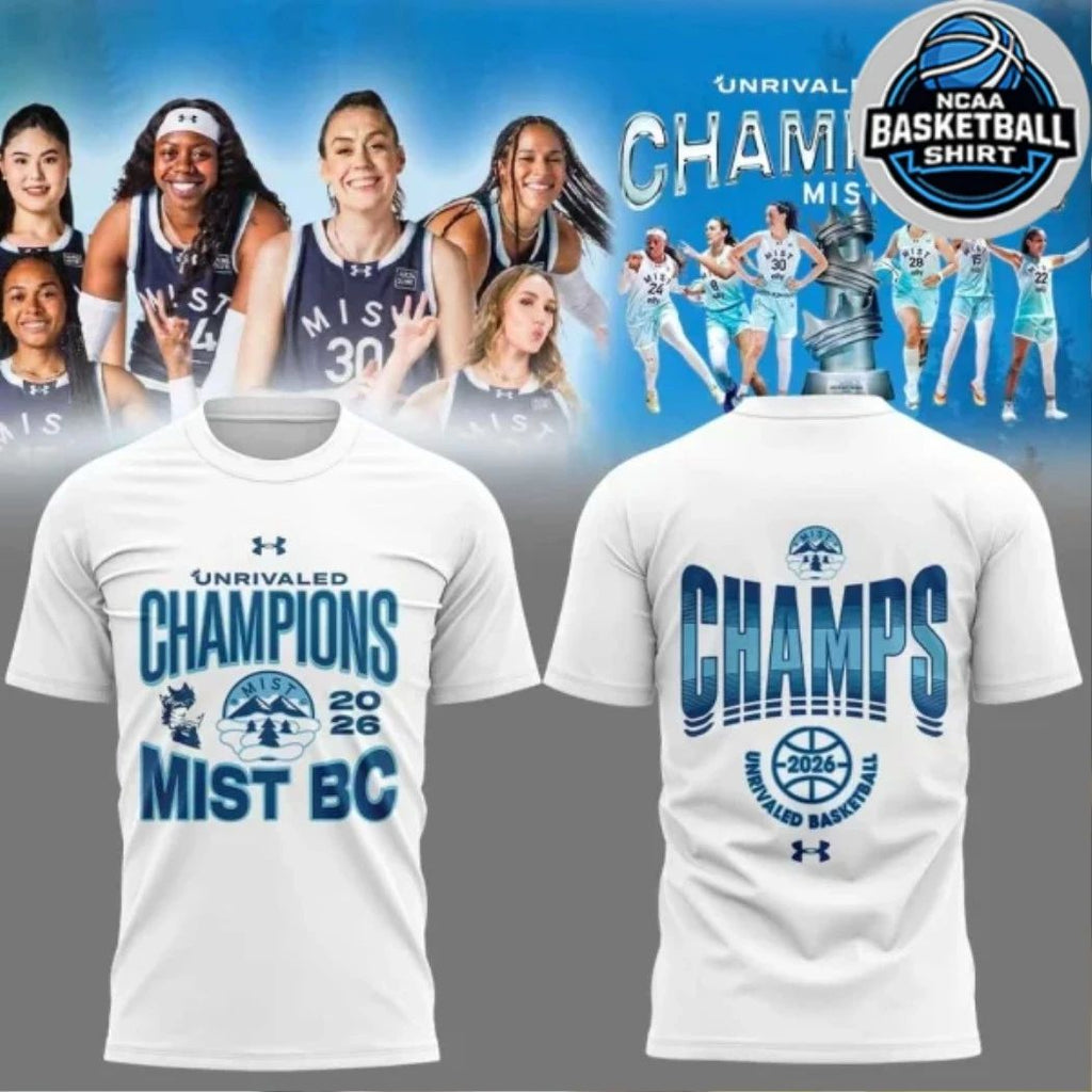 Mist Basketball Club 2026 Unrivaled Champions Logo Two Sided T-Shirt