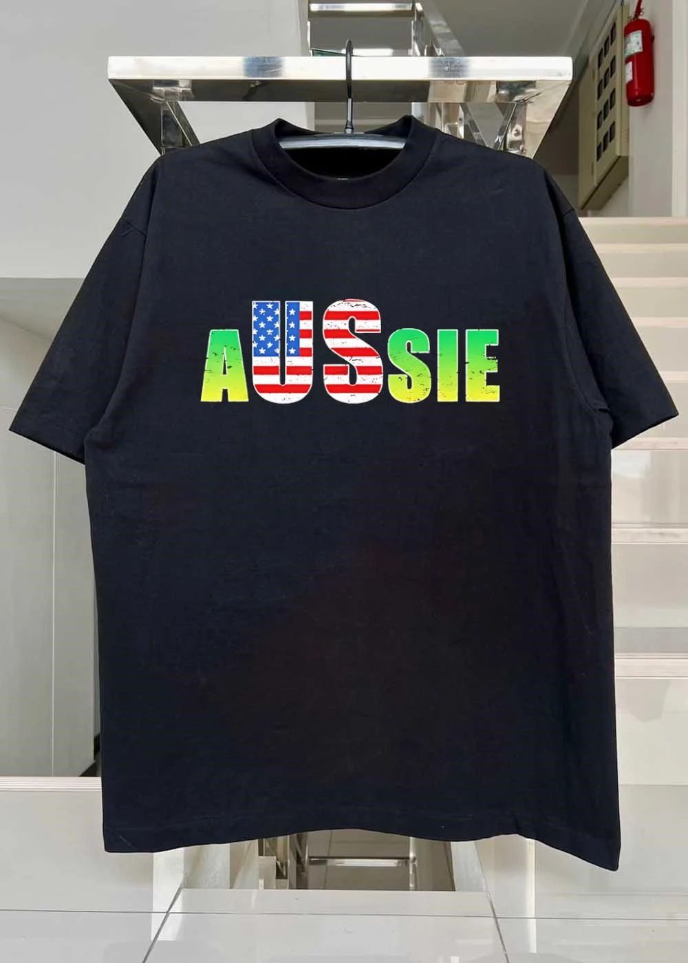Aussie USA Flag Lettering shirt