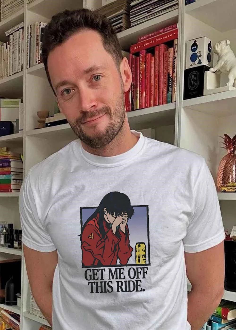 Misato Katsuragi Crying and Drinking Get Me Off This Ride shirt
