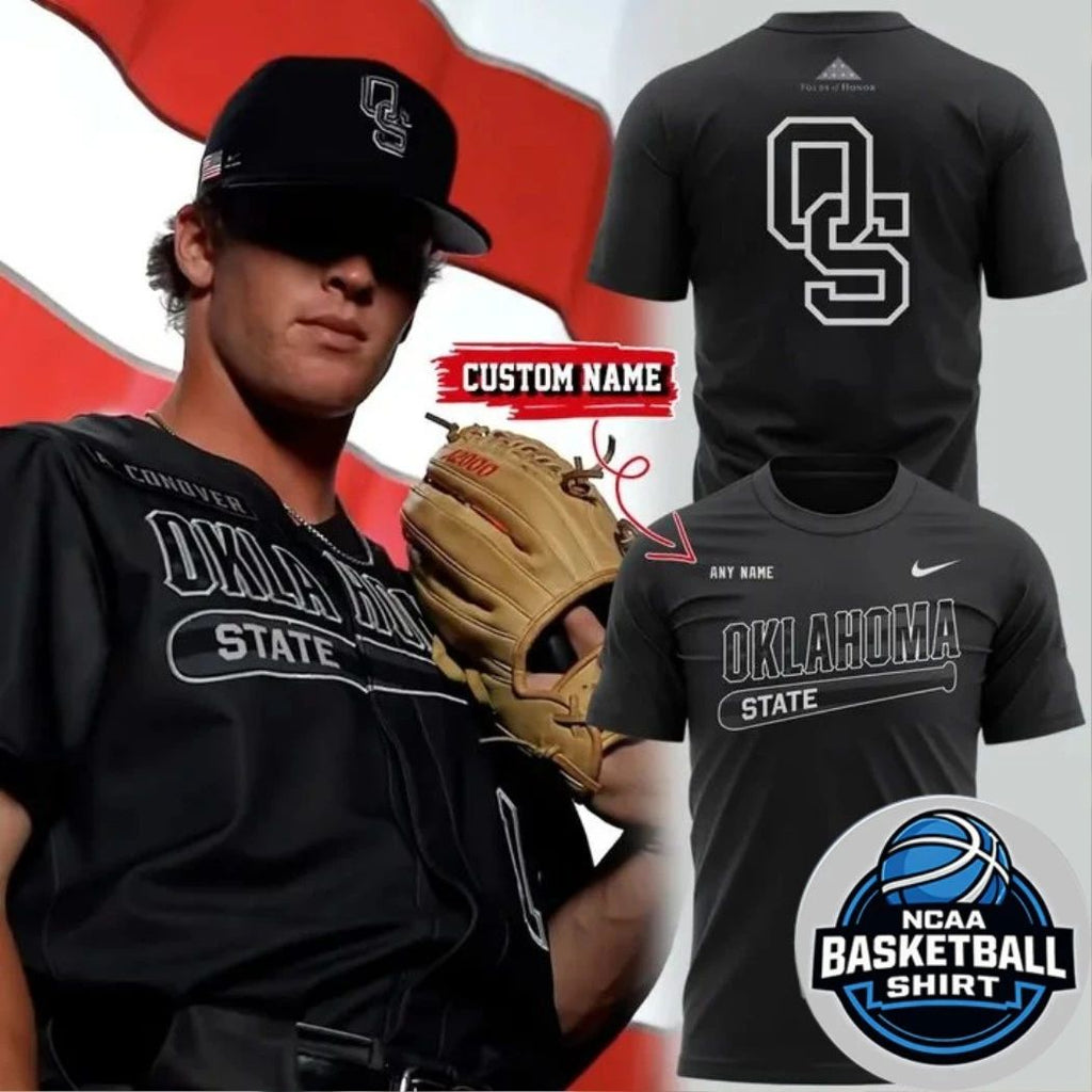 Oklahoma State Cowboys Folds Of Honor Custom Baseball Logo Two Sided Shirt