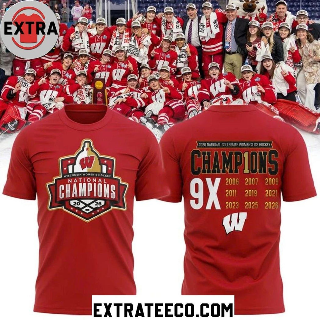 Wisconsin Badgers Ice Hockey 2026 NCAA National Champions Logo Two Sided Shirt
