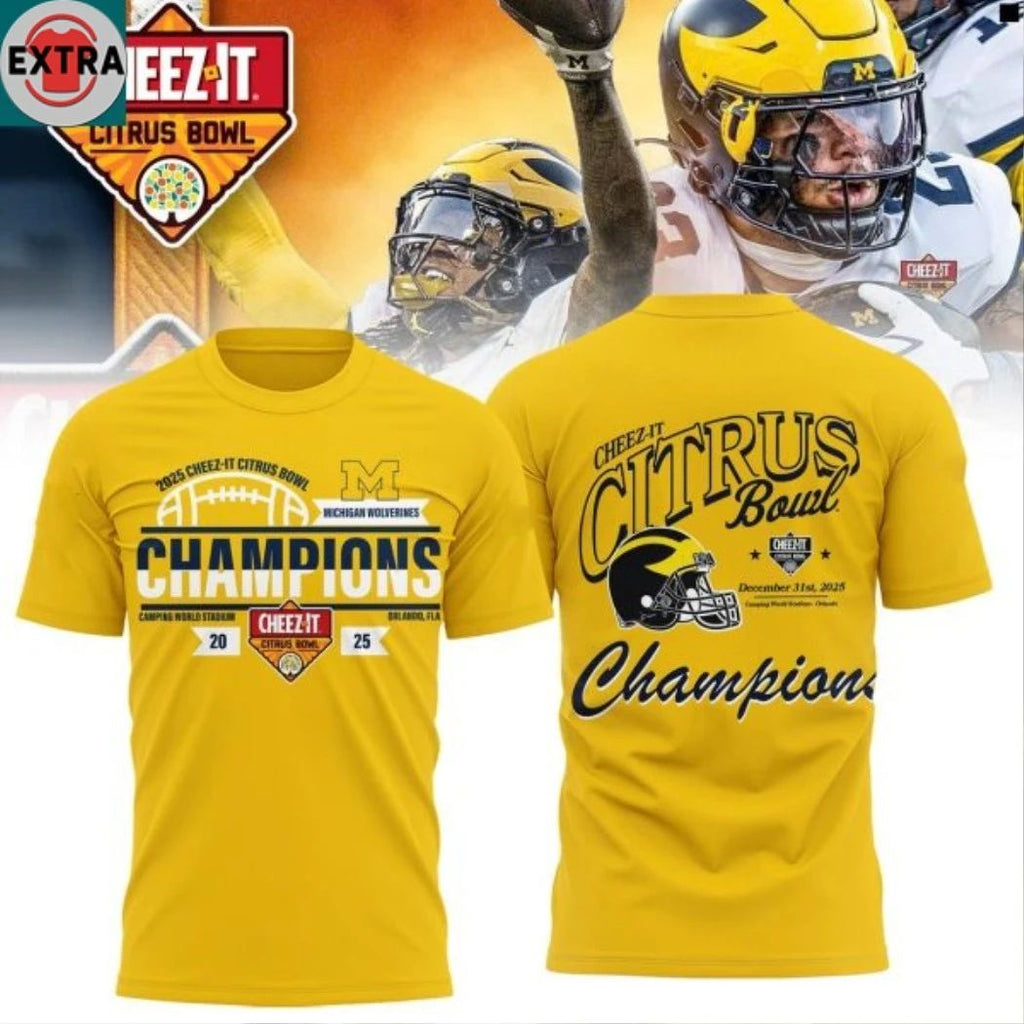 Original Michigan Wolverines NCAA Cheez-It Citrus Bowl Champions 2025 Helmet And Logo Hoodie T-Shirt