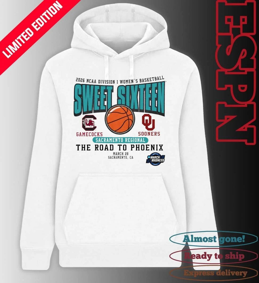 South Carolina vs Oklahoma 2026 NCAA DI Women’s Basketball Sweet Sixteen T-Shirt