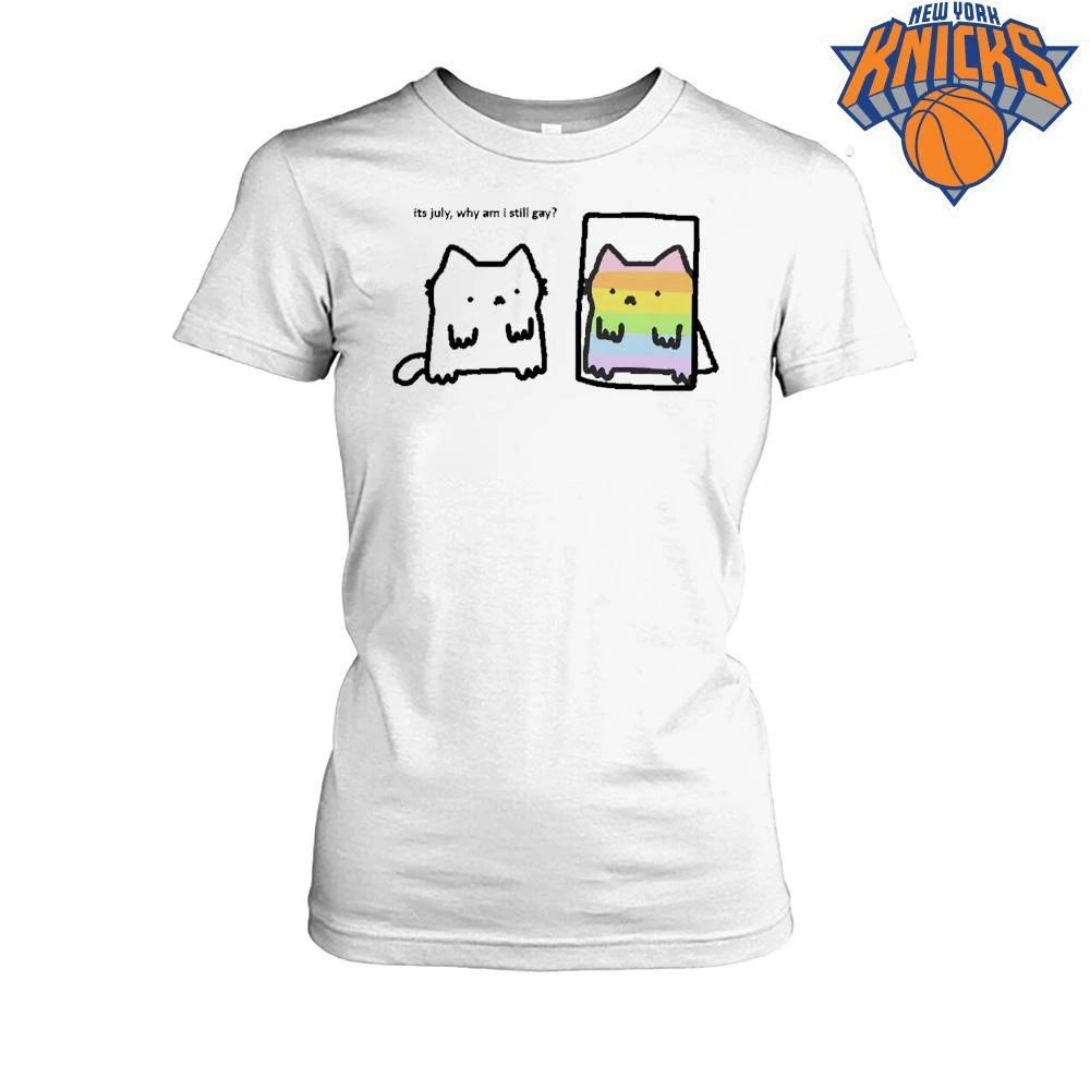 Its July Why Am I Still Gay Rainbow Cat Pride Meme Shirt