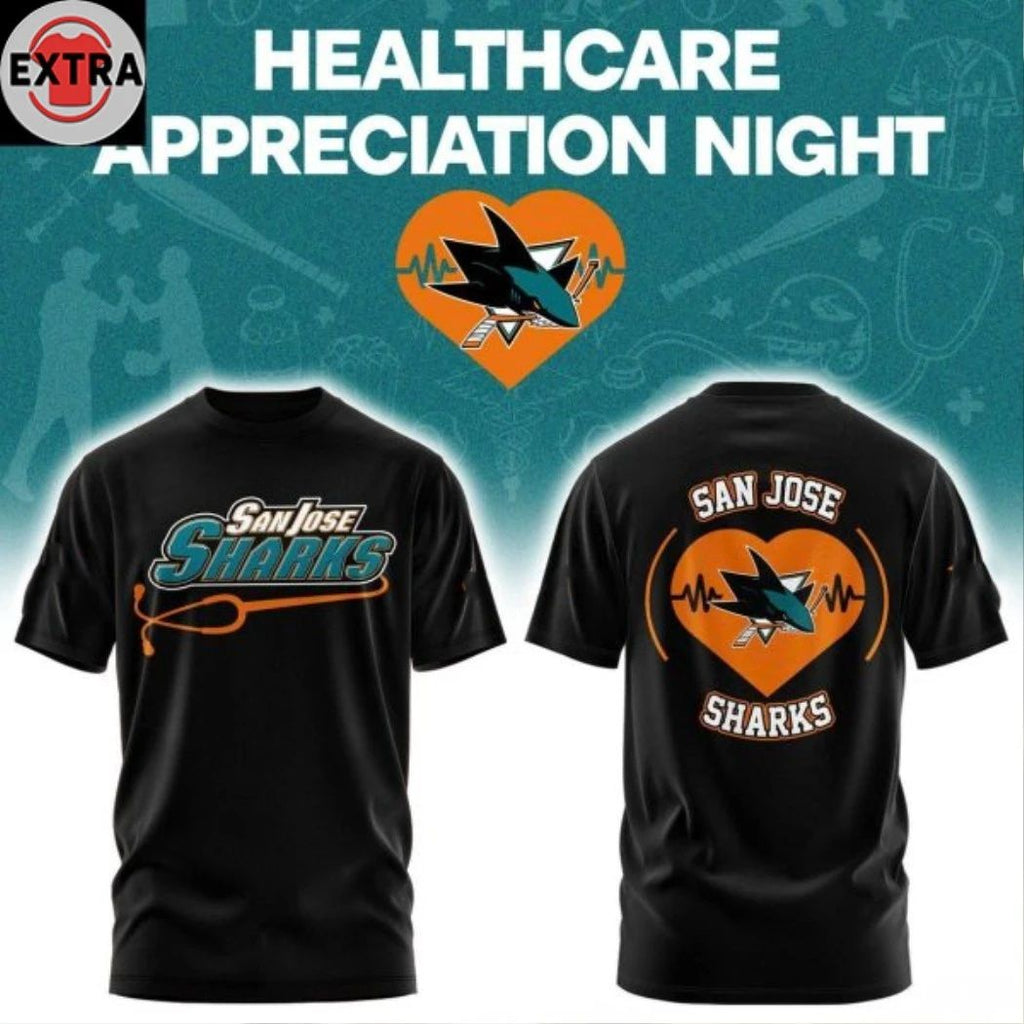 Original San Jose Sharks Healthcare Appreciation 2026 Night Black Logo Two Sided Shirt
