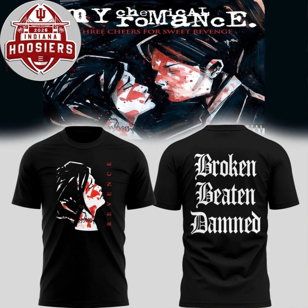 Revenge Broken Beaten Damned My Chemical Romance Three Cheers for Sweet Revenge 2026 Tour Shirt