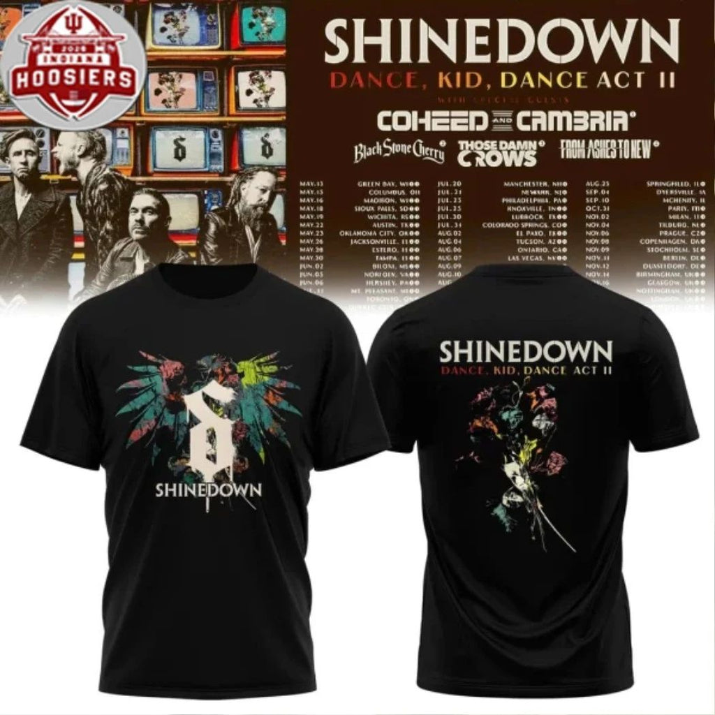 Shinedown Dance-Kid-Dance Act II World Tour Logo Two Sided T-Shirt
