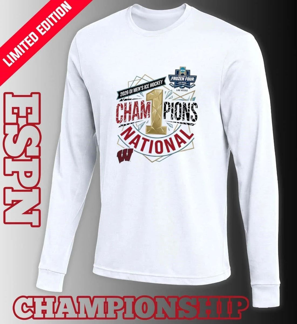 Wisconsin Badgers 2026 DI Men’s Ice Hockey Frozen Four National Champions Las Vegas T-Shirt