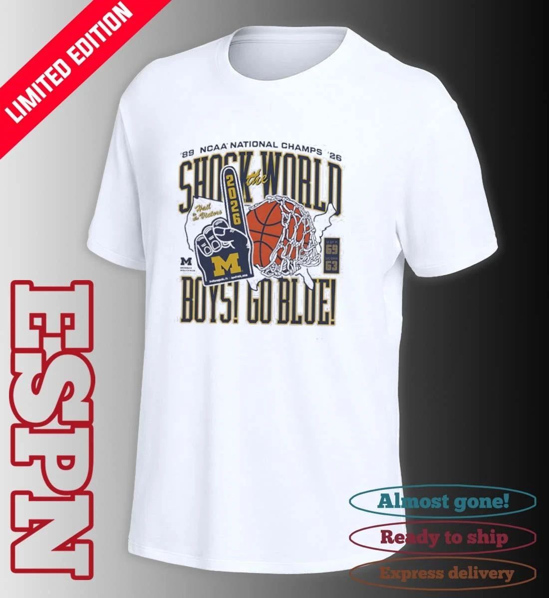 Michigan Wolverines Basketball Shock The World Boys Go Blue 2-Time National Champions shirt