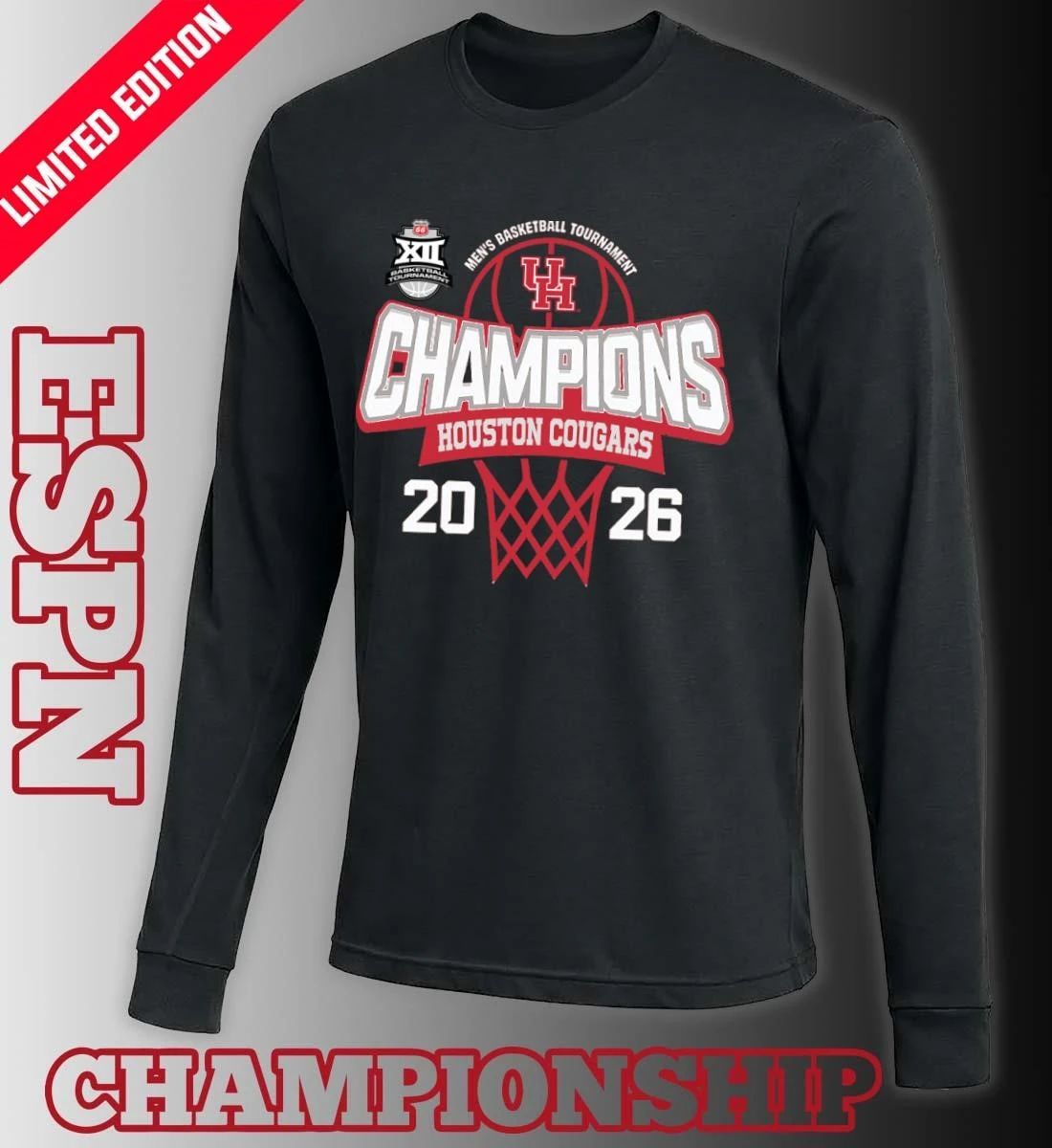 Big 12 Conference Men’s Basketball Tournament 2026 Champions Houston Cougars T-Shirt