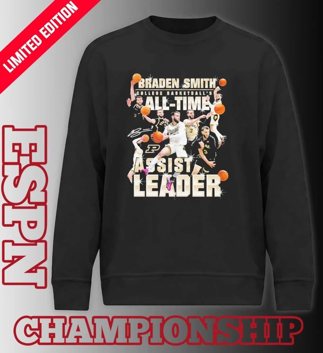 Purdue Boilermakers Men’s Basketball Braden Smith Assist Record Shirt