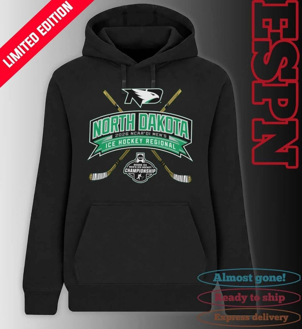 North Dakota Fighting Hawks 2026 NCAA DI Men’s Ice Hockey Regionals T-Shirt