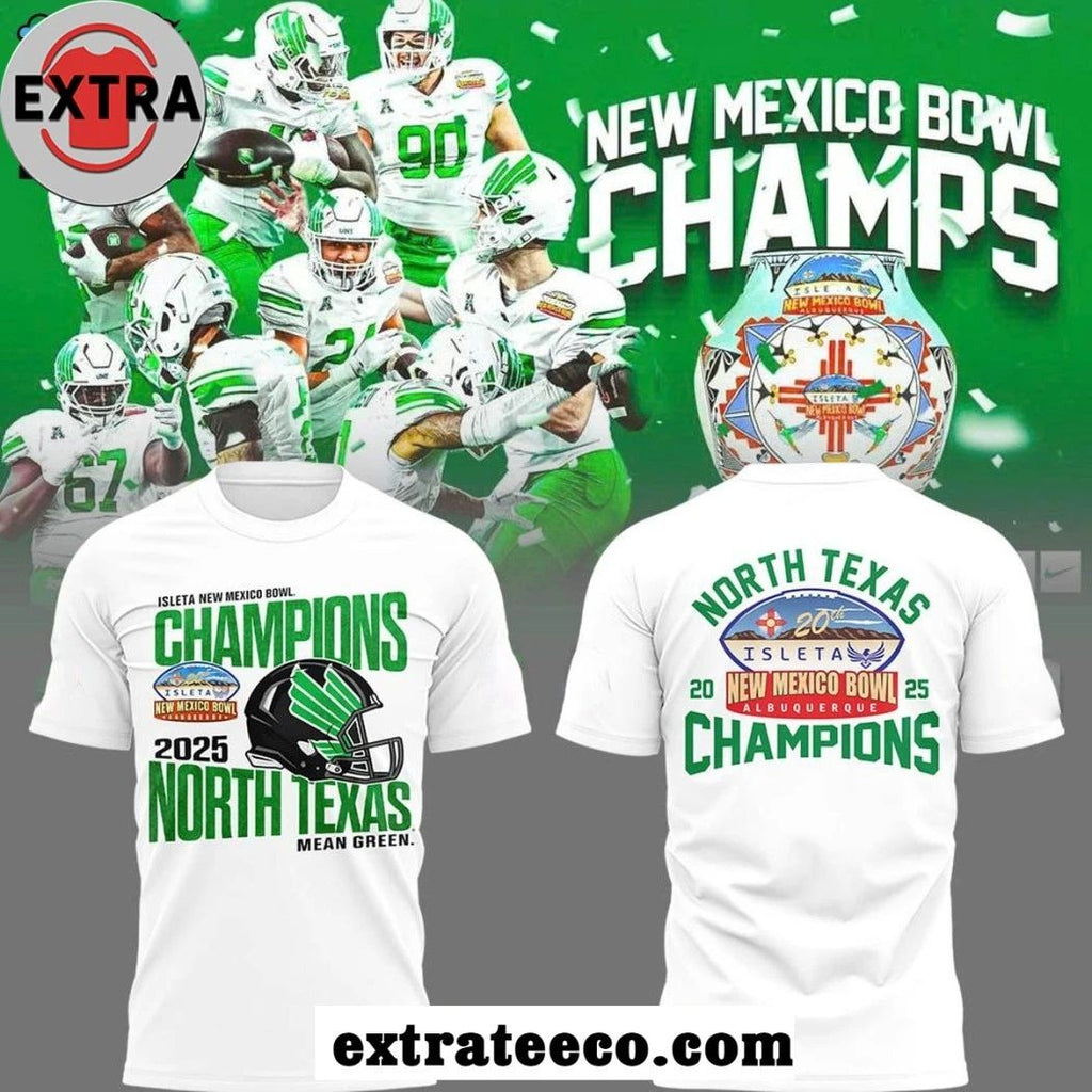 North Texas Mean Green 2025 New Mexico Bowl Champions Logo Hoodie T-Shirt