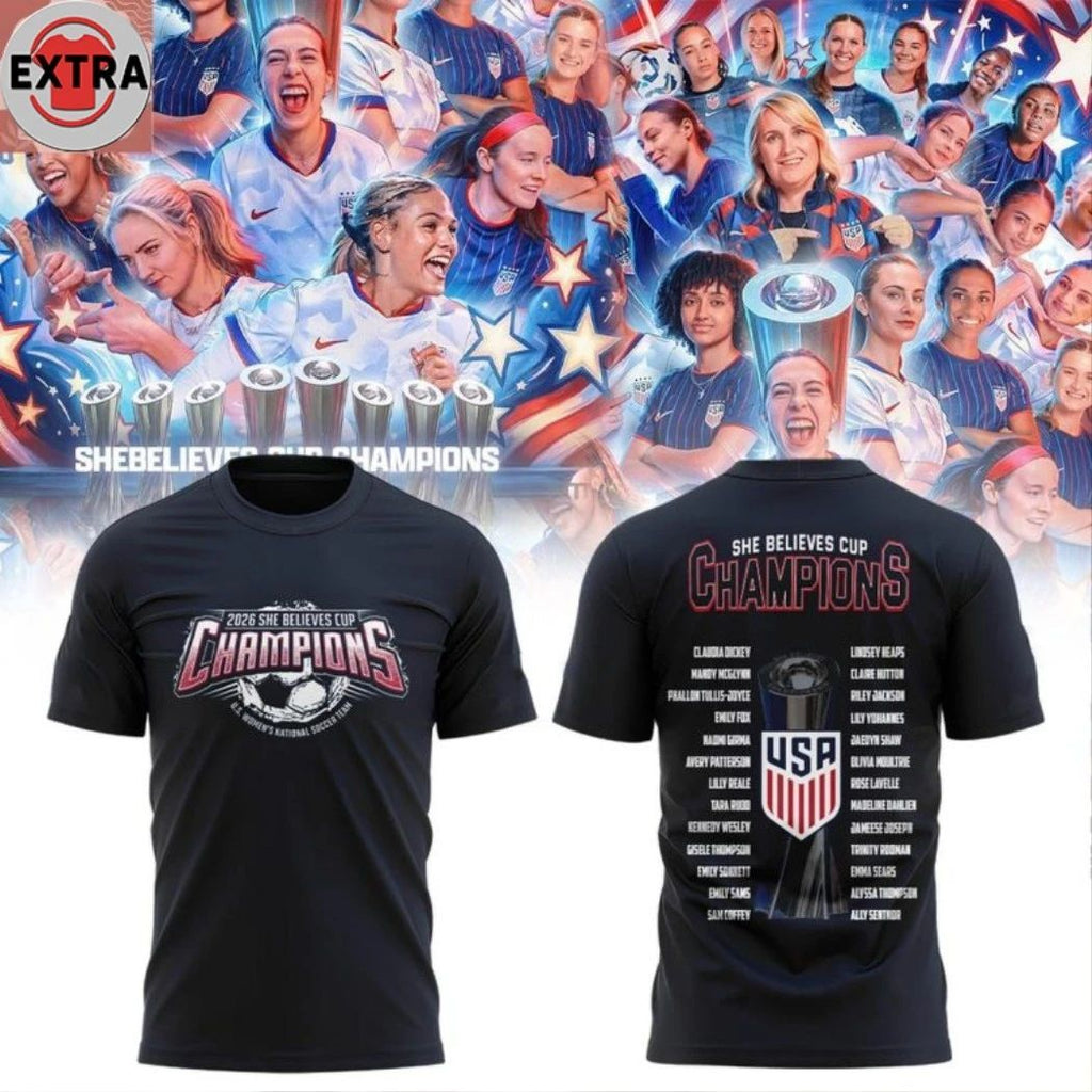 U.S. Women’s National Soccer Team x She Believes Cup Champions 2026 All Player Logo Two Sided Shirt