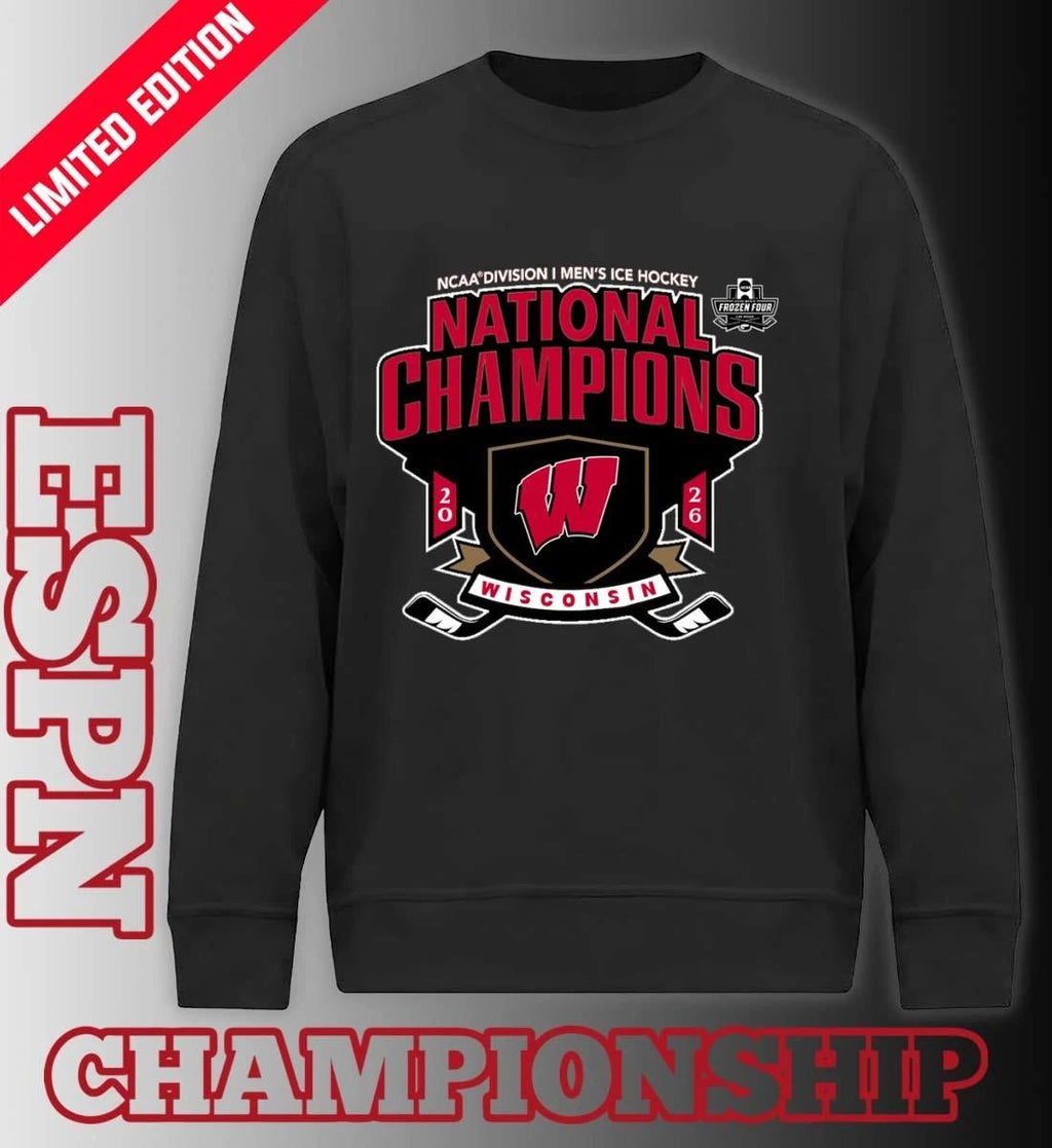 Wisconsin Badgers 2026 NCAA Men’s Hockey National Champions Frozen Four T-Shirt