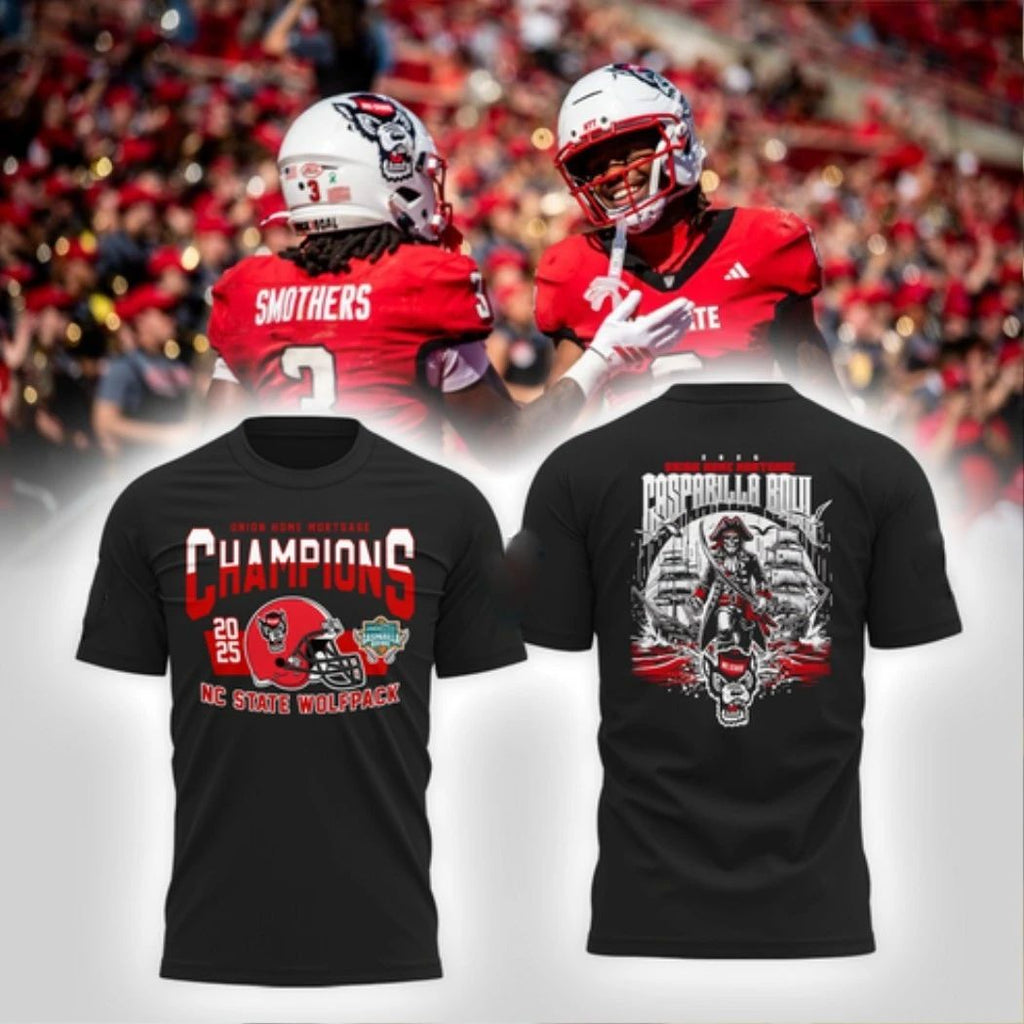 Original The NC State Wolfpack football team celebrates their Gasparilla Bowl championship victory over the Memphis Tigers on December 19, 2025 T-Shirt