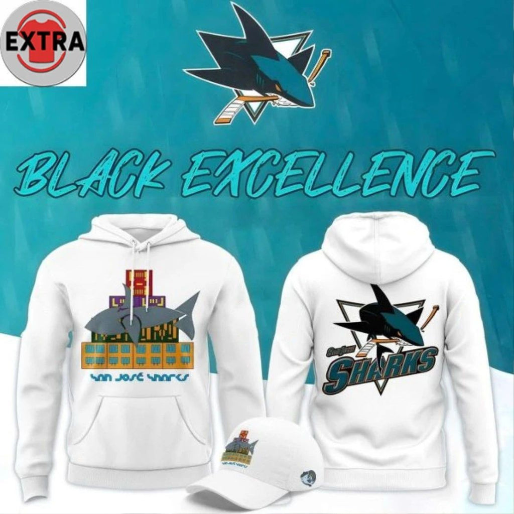 San Jose Sharks Black Excellence Night 2026 Logo Two Sided Hoodie T-Shirt