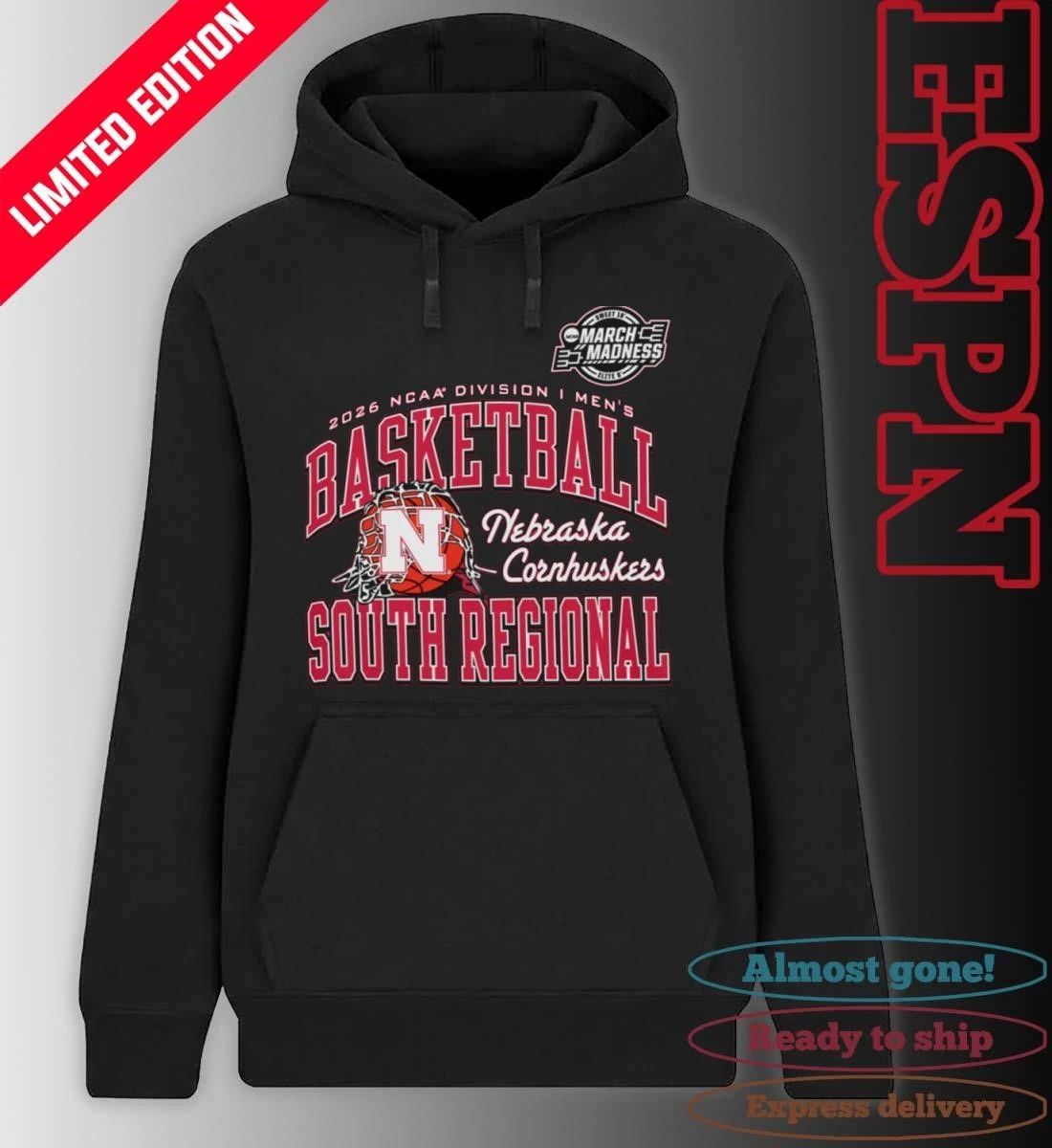 Nebraska Cornhuskers 2026 NCAA DI Men’s Basketball Sweet 16 – South Regional T-Shirt