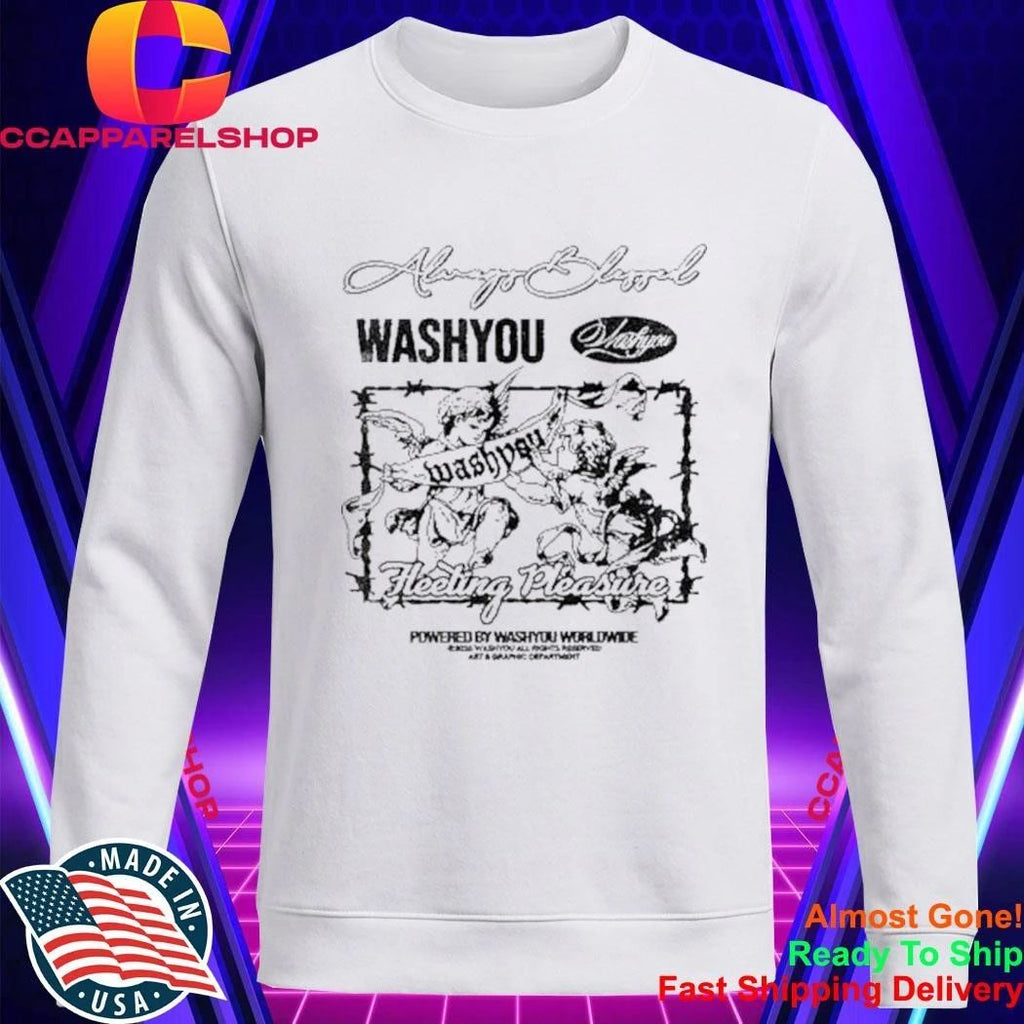 Always Blessed Fleeting Pleasure Angels Barbed Wire Vintage Wash Streetwear Tee Shirt