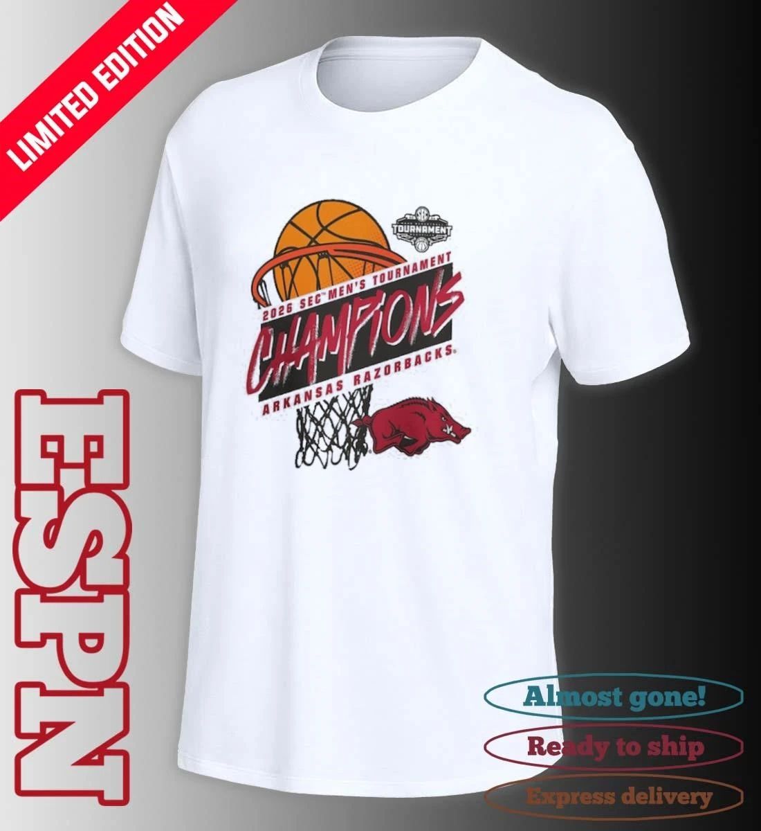 Arkansas Razorbacks 2026 SEC Men’s Basketball Tournament Champions Official T-Shirt