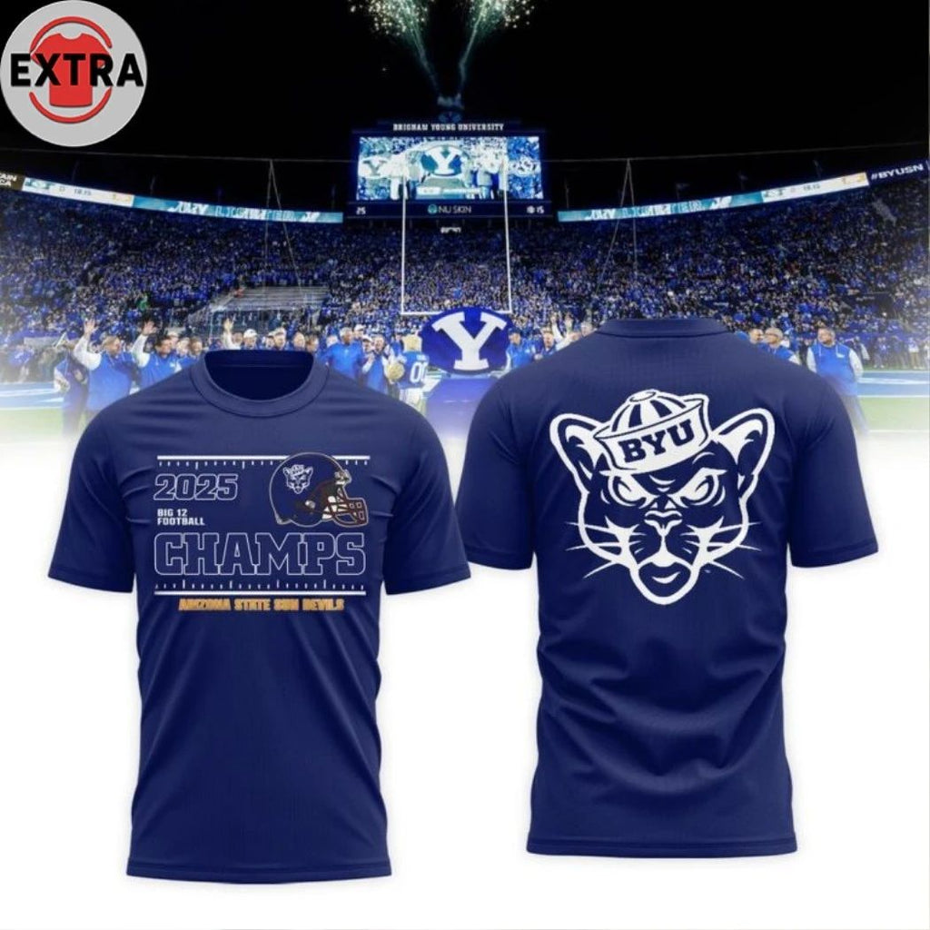 BYU Cougars Big 12 Football Champions 2025 Celebrating Two Sided Hoodie T-Shirt