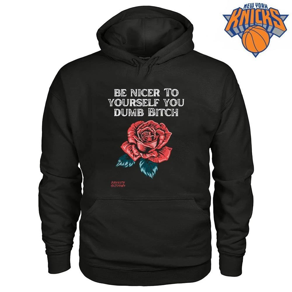 Be Nicer To Yourself Dumb Bitch Vintage Rose Tattoo Style Black Cotton T Shirt