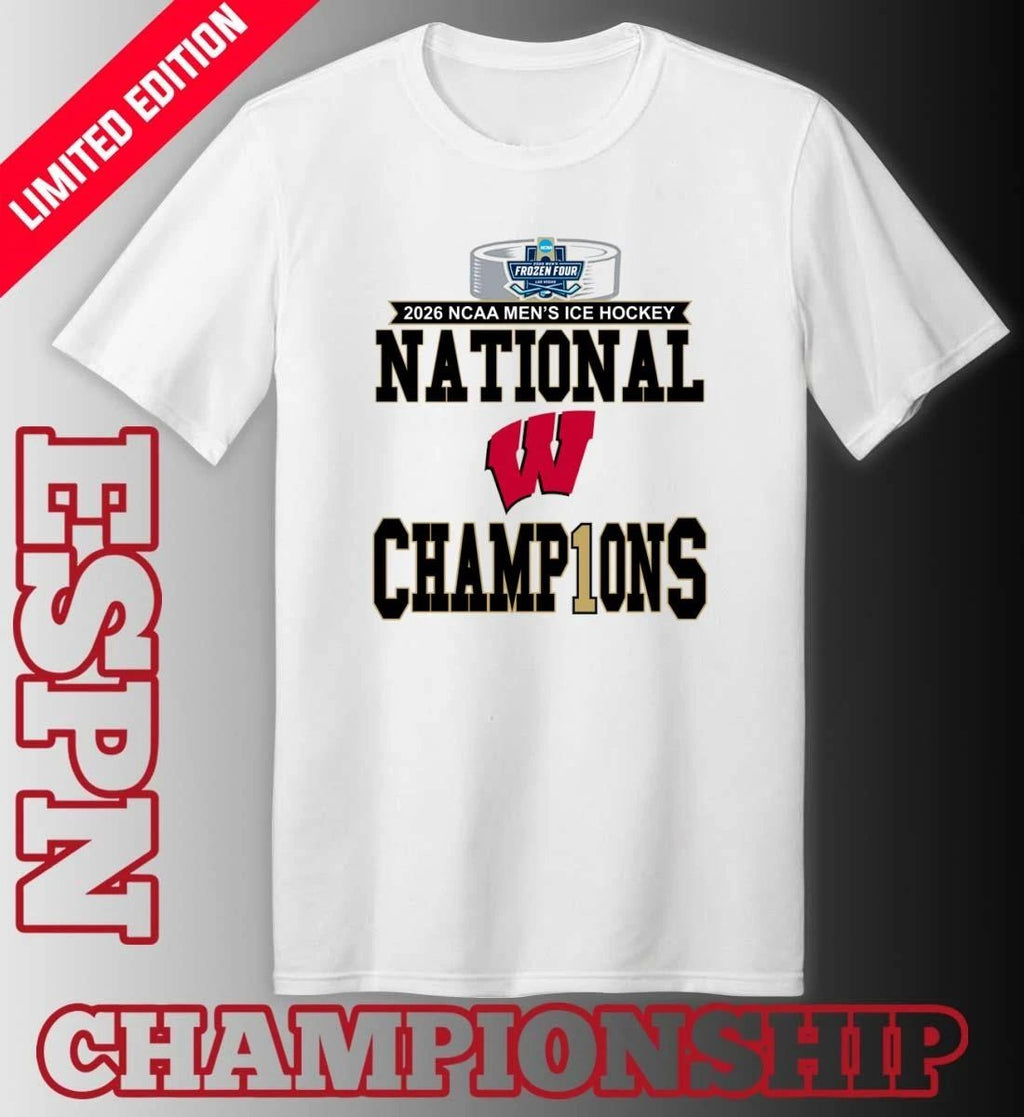 Wisconsin Badgers 2026 NCAA Frozen Four Men’s Ice Hockey National Champions Locker Room T-Shirt