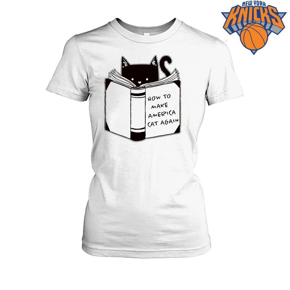 How To Make America Cat Again Cute Black Cat Reading Book Shirt