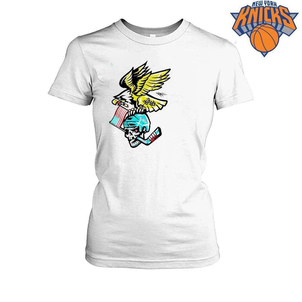American Eagle Cigar Smoking US Hockey Helmet Skull Tattoo Style T Shirt