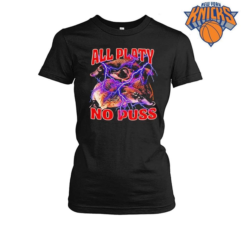 All Platy No Puss Funny Platypus Lightning Bolt 90s Bootleg Retro Shirt