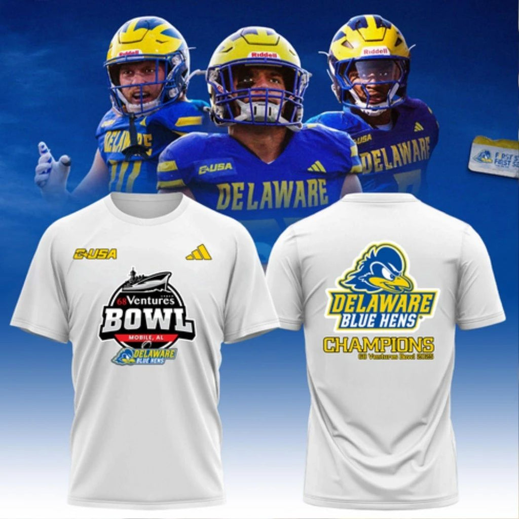 Delaware Football T-Shirt Champions We’re Champions 68 Ventures Bowl 2025 Shirt