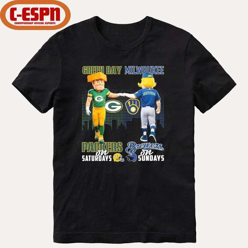 Mascot Green Bay Packers On Saturdays And Milwaukee Brewers On Sundays Shirt