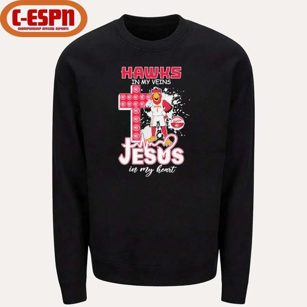 Atlanta Hawks Mascot In My Veins Jesus In My Heart Shirt
