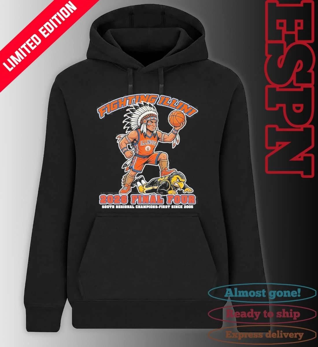 Illinois Fighting Illini Men’s Basketball Beat Iowa Hawkeyes 2026 Final Four Regional Champions Shirt