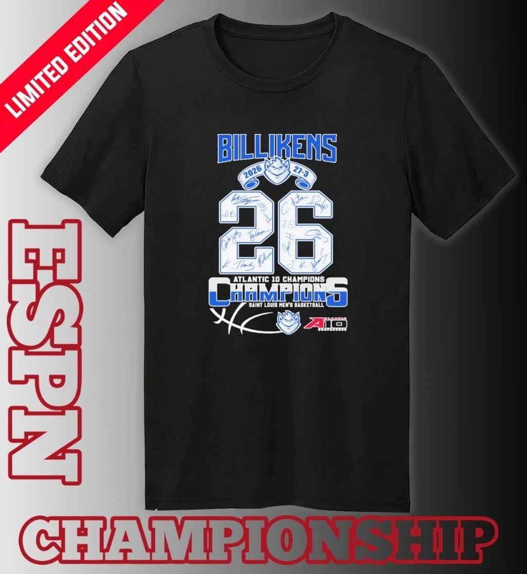 Saint Louis Billikens Men’s Basketball 2026 A-10 Champions 27-3 Shirt