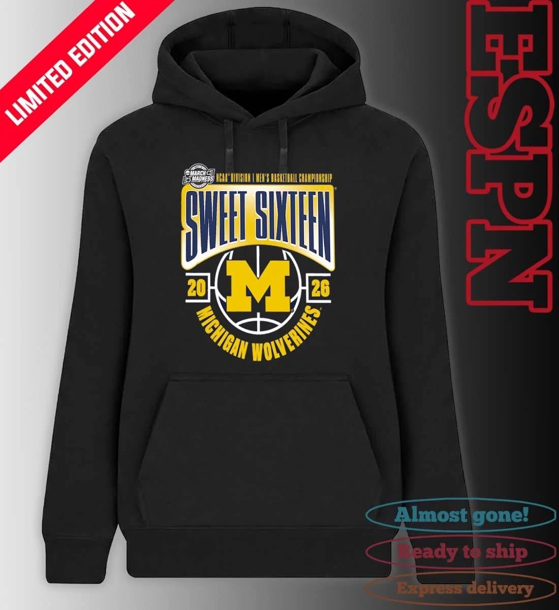 Michigan Wolverines Sweet 16 NCAA DI Men’s Basketball Tournament March Madness 2026 T-Shirt