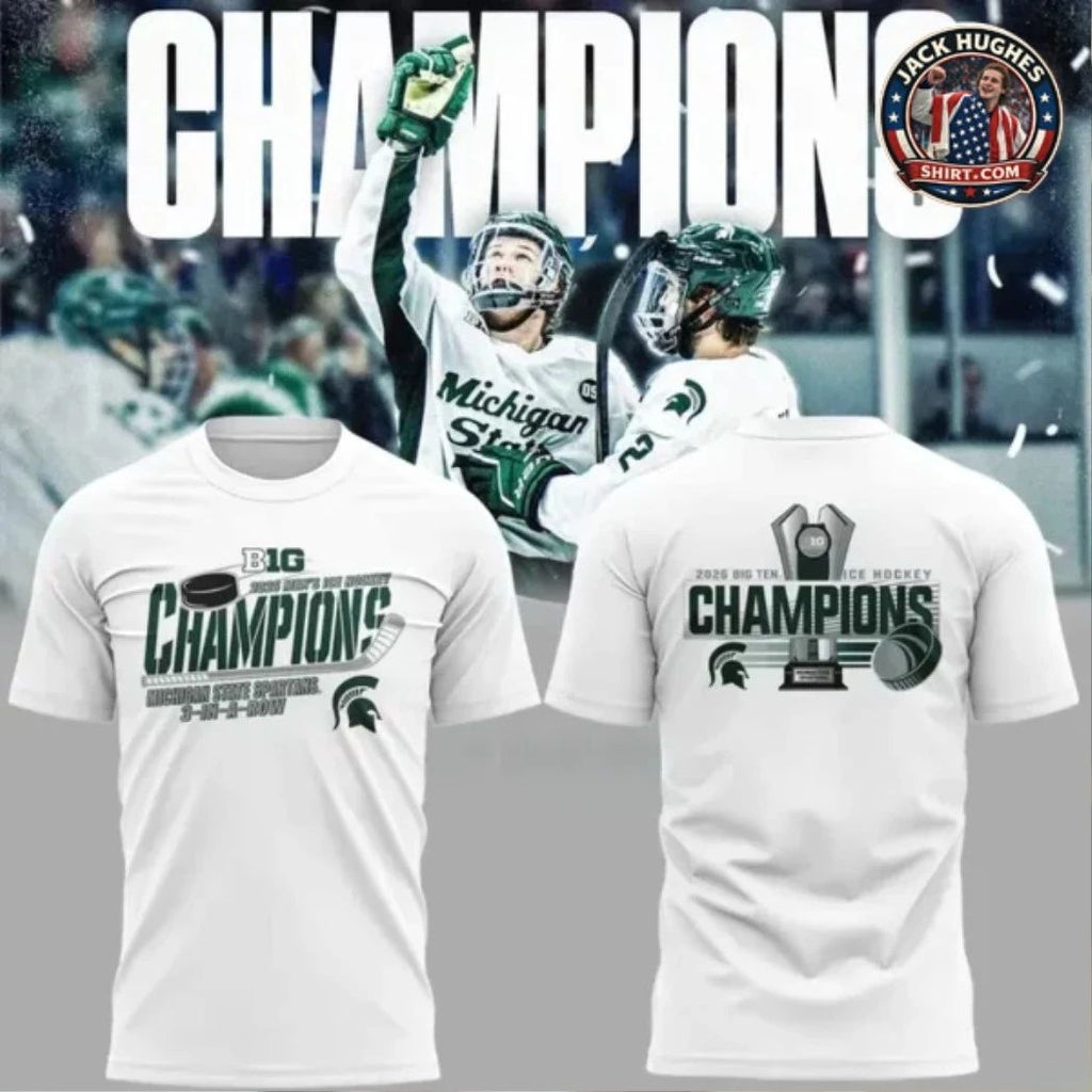 Michigan State Spartans Big Ten Ice Hockey Championship 2026 Logo Two Sided Shirt