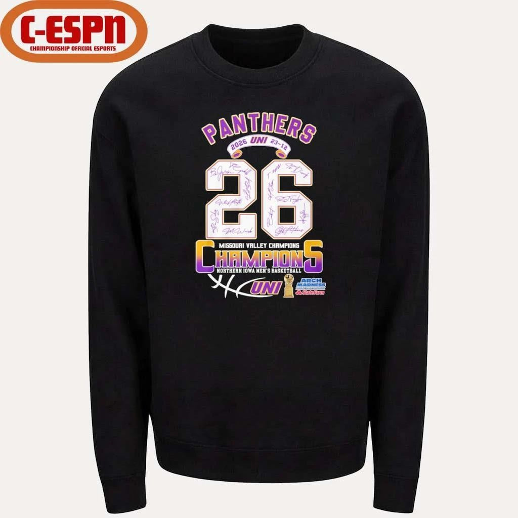Uni Panthers Men’s Basketball 2026 MVC Tournament Champions 23-12 Shirt