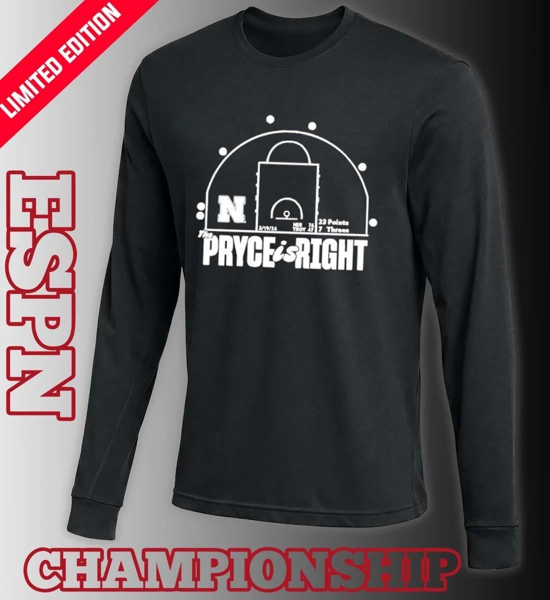 Nebraska Huskers Basketball Pryce Sandfort Is Right Red Shot Chart Shirt